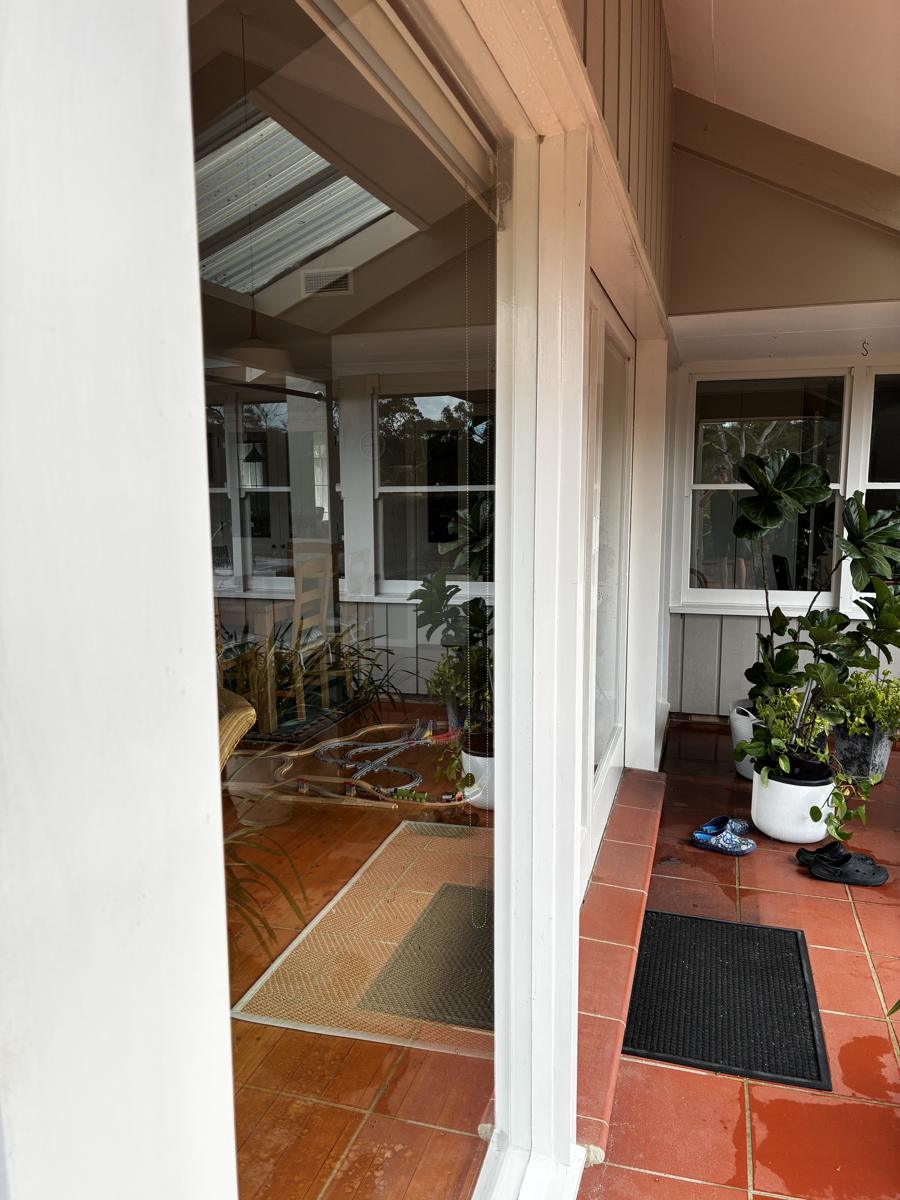 Clean glass doors in a sunroom