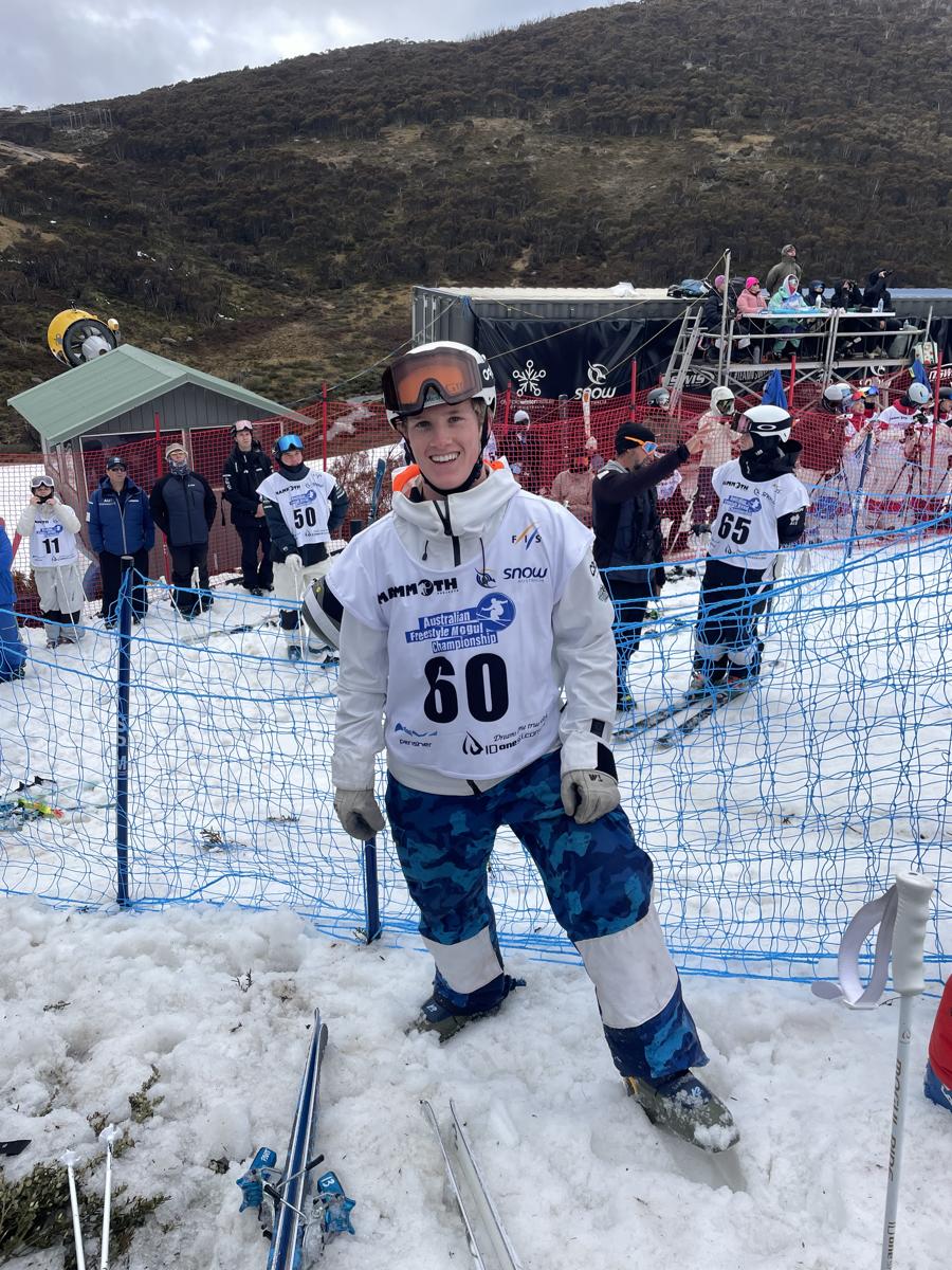 Hugh in race bib 60 at the finish area